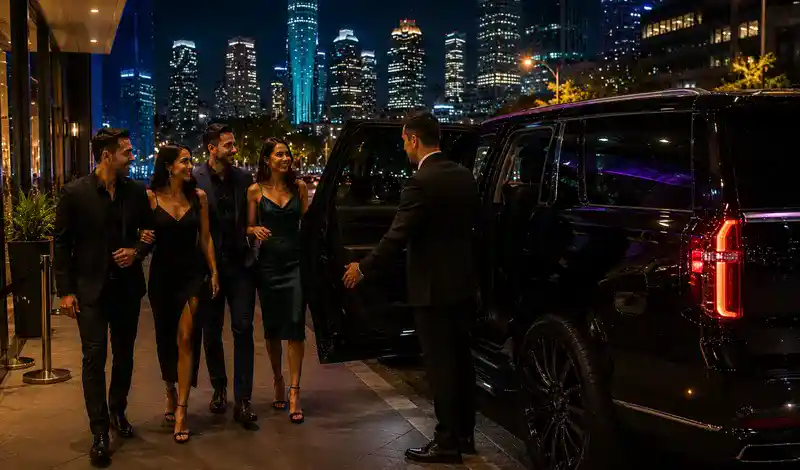 Professional chauffeur providing luxury transportation for Houston nightlife with safe, private travel between entertainment venues.